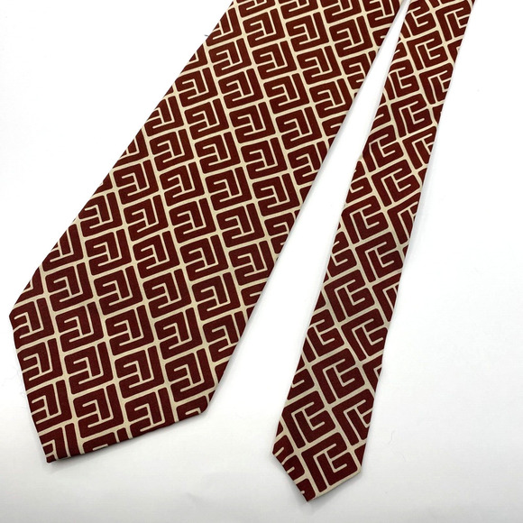 VTG Polo Ralph Lauren Mens Silk Tie Necktie Bordeaux Wine Abstract Squares USA - Picture 3 of 7